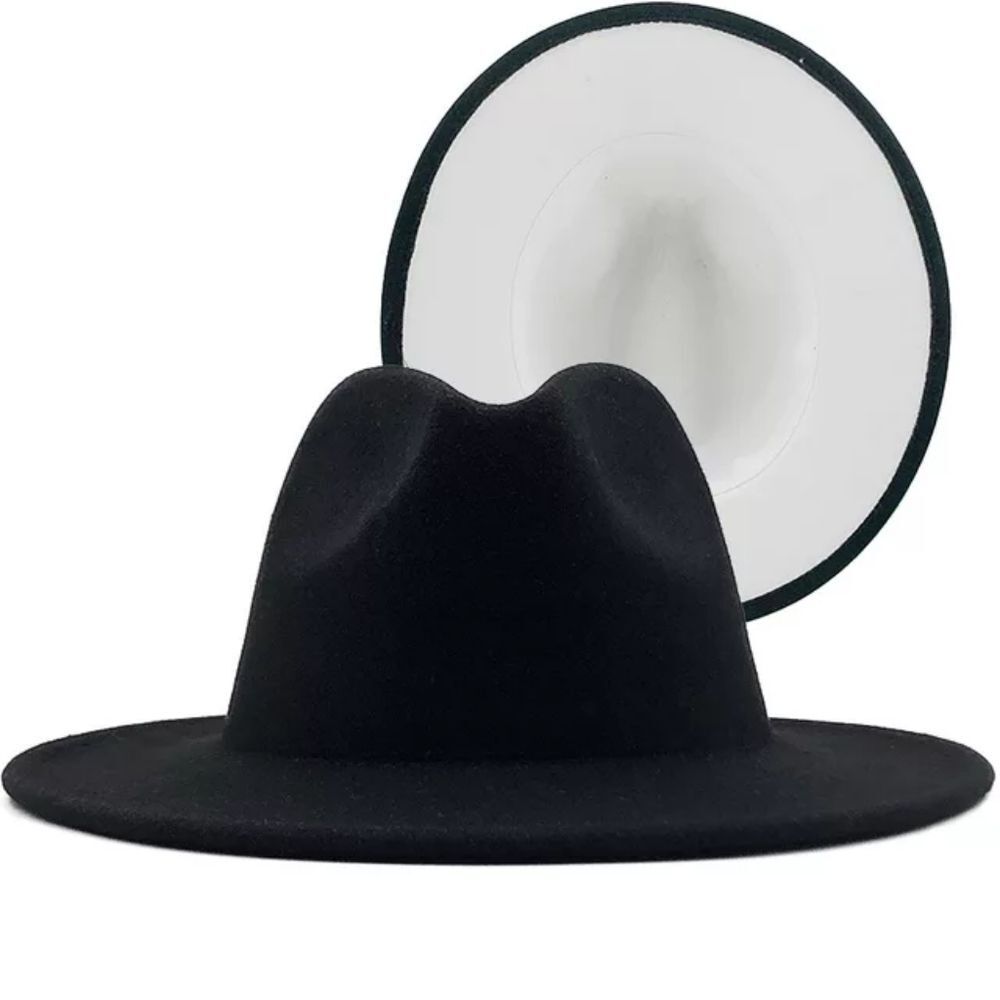 Black with White Base Fedora Hat
